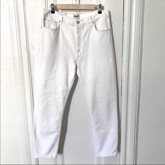 Agolde Nico High Rise Button Fly Slim Fit White Jeans Radiate - Picture 4 of 11